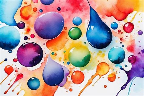 Premium Photo Vivid Mix Of Paint Droplets On White Watercolor Background