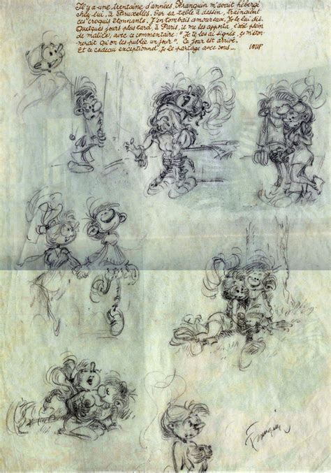 Dessins érotiques de Gaston Lagaffe et Mlle Jeanne réalisés par Franquin