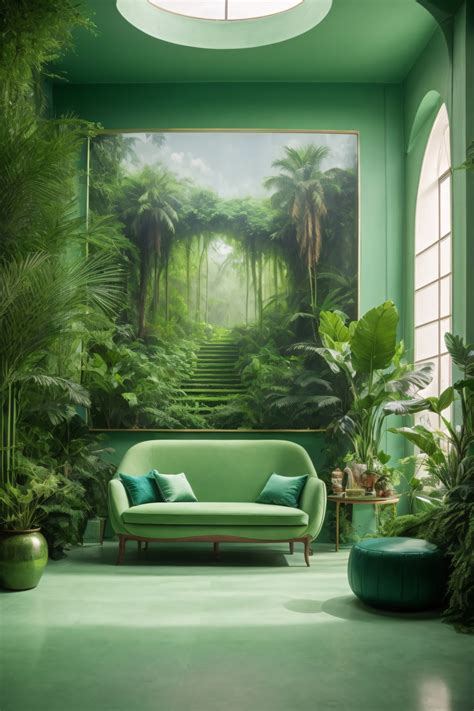 Cozy Interior On Light Green Colors Free Stock Photo - Public Domain