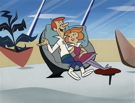 “george Jetson” And “judy Jetson” Production Cel On A Production Background From The Jetsons