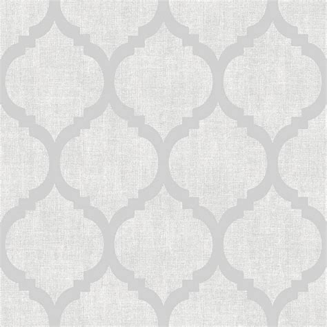 Muriva Darcy James Zara Trellis Geometric Wallpaper Grey Silver 173551