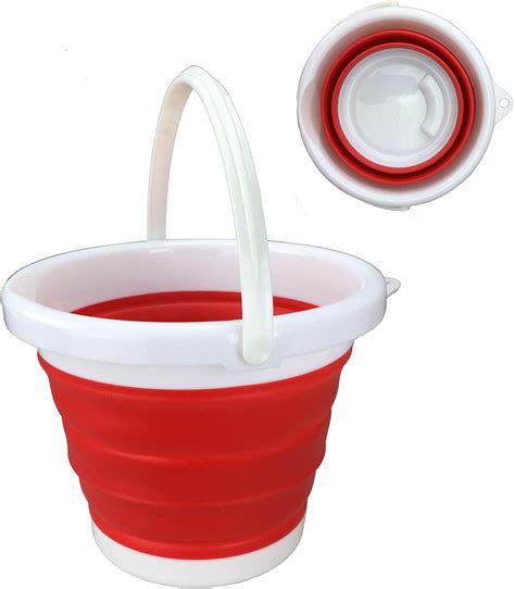 Gmmh Foldable Silicone Bucket 5 Litres Folding Camping Red