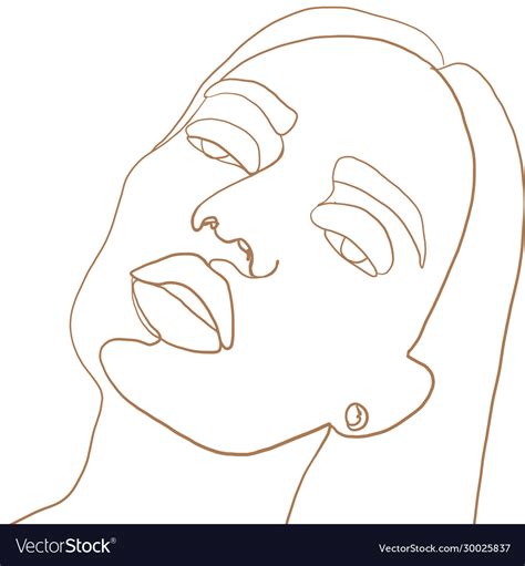 Continuous Line Drawing Beauty Woman Face Vector Image