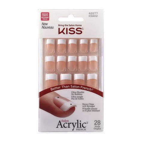 Kiss Salon Acrylic French Nail Kit Medium Length 28 Ea