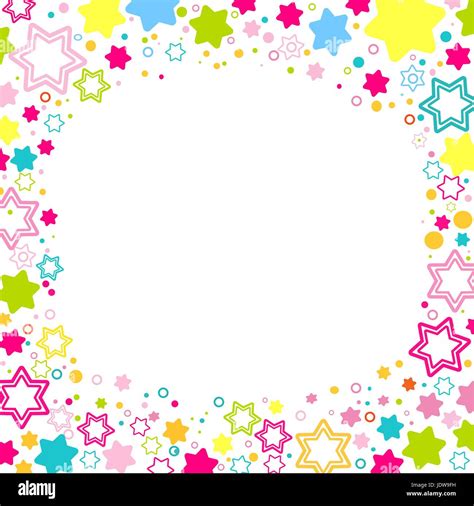 Vector Square Frame With Colored Stars On The White Background Stock