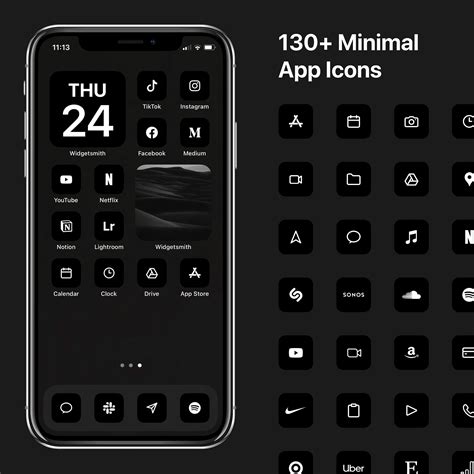 Even you scroll from one screen to another screen, the icons still look good. IOS 14 Minimal Icons Black Minimalist Icon Pack iPhone ...