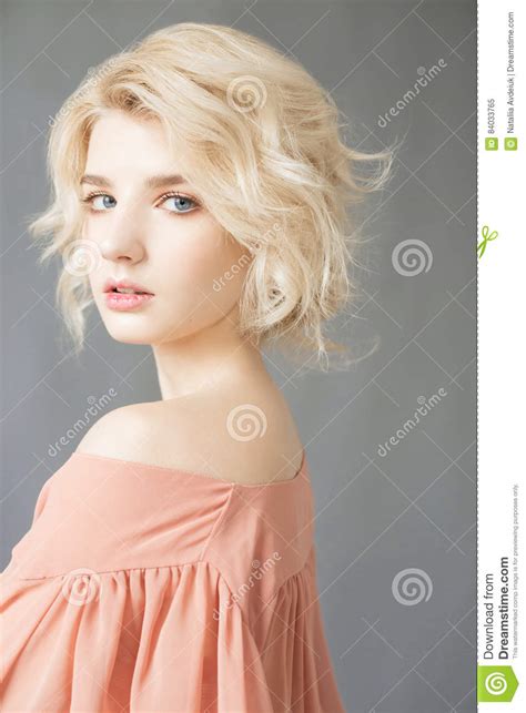 Young Blonde Woman With Blue Eyes Stock Image Image Of
