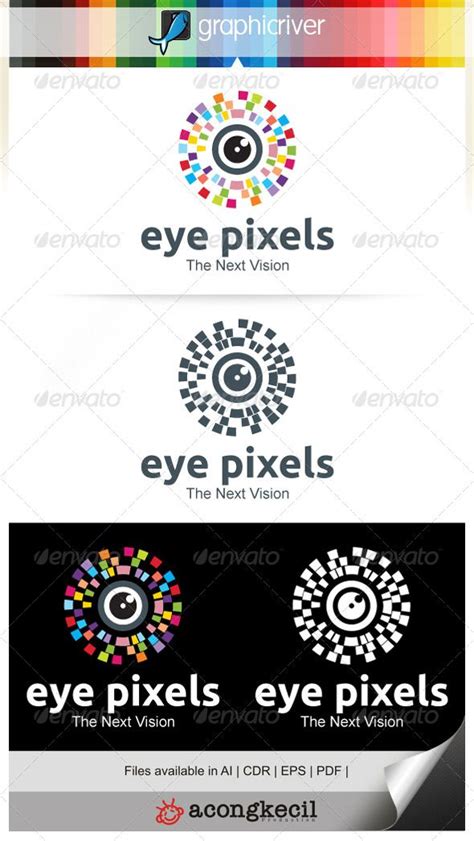 Eye Pixels Logo Design Template Simple Logo Symbol Logo