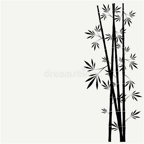 Tiges En Bambou Avec Des Feuilles Sur Le Fond Blanc Illustration De