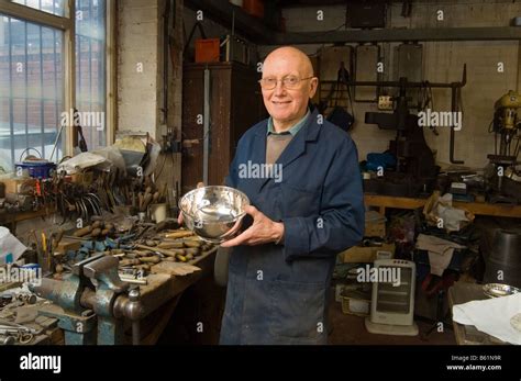 Silversmith Robert Lamb At His Workshop In Sheffield Stock Photo Alamy