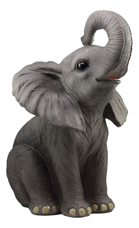 Ebros Ruby The Elephant Sitting Pretty With Trunk Up Large Statue 17