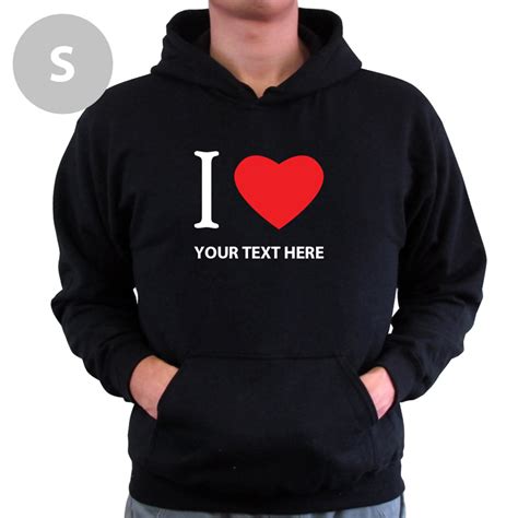 Personalized I Love Heart Black Hoodies Small Size