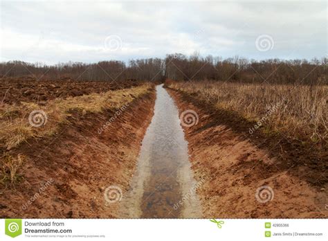 New Ditch Stock Photo Image Of Stream Brown Earth 42805366