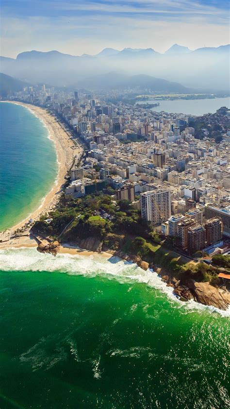 Copacabana Beach And Ipanema Beach Aerial View Rio De Janeiro Brazil