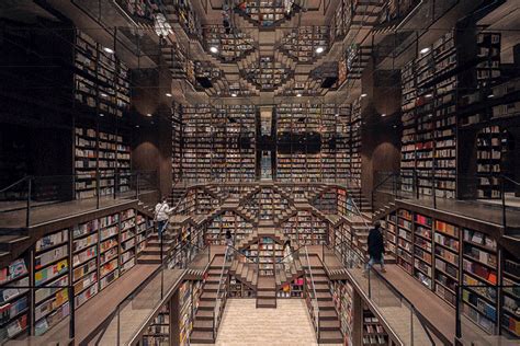 Beautiful Bookstore Filled With Fantasy Optical Illusions