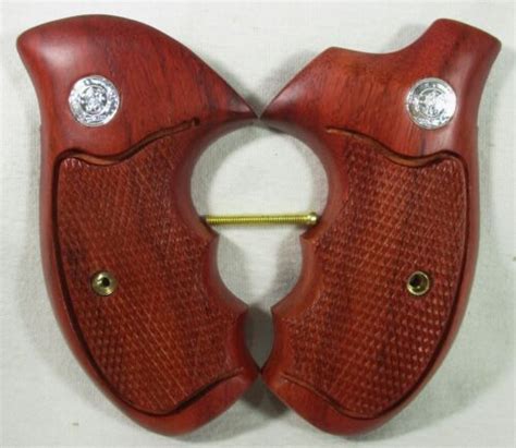 New Wood Checkered Grips For S W Revolvers K L Frame Round Butt Ebay