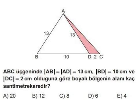 9. Sınıf Matematik Üçgenin Alanı Testi Çöz | Türkçe Ödevim