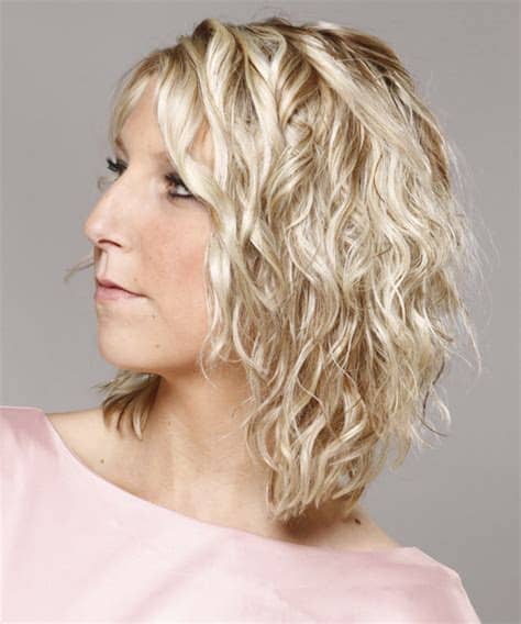 If you're in the mood for some hair coloring, you might want to consider going blonde! Medium Curly Casual Hairstyle - Light Champagne Blonde ...