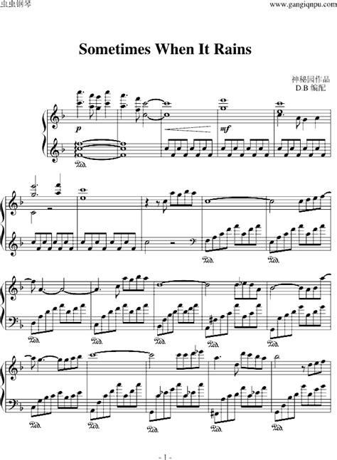 Piano Sheet Music Sometimes When It Rains