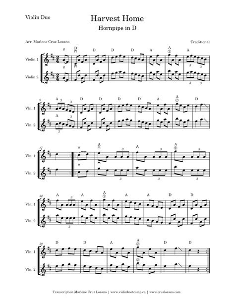 Harvest Home Violin Duo Hornpipe In D Sheet Music For Violin String