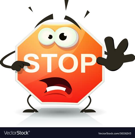Stop Road Sign Icon Character Royalty Free Vector Image