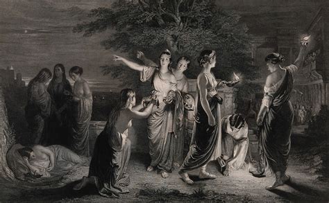 The Wise And Foolish Virgins Engraving By L Stocks After J E Lauder Wellcome Collection