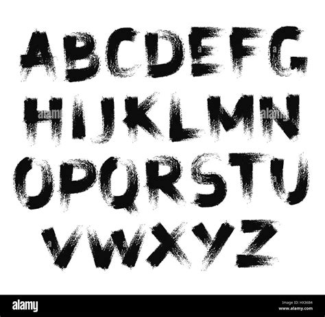 Painted Abc Grungy Design Black Letters Handwritten Fat Font Sans