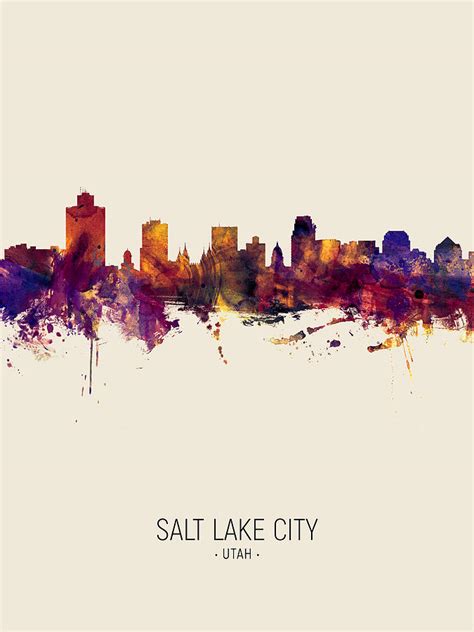 Salt Lake City Utah Skyline Digital Art By Michael Tompsett Fine Art