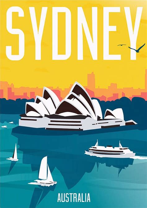 Sydney Australia Vintage Travel Poster Sydney Harbour Etsy Uk