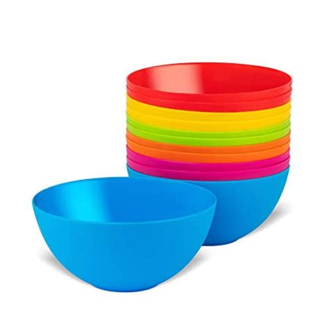 Plaskidy Plastic Bowls Set Of 12 Kids Bowls 24 Oz Microwave Dishwasher