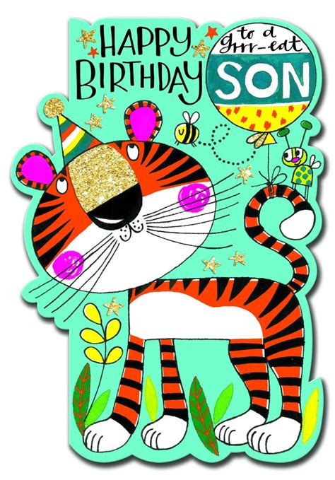 Send this colorful, sparkling card to your friends, family members and loved ones to. Birthday Card Son - Tiger BIRTHDAY Card - HAPPY Birthday - To A Grrr-eat SON - CHILDREN'S ...