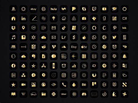 Luxury Gold Black Icon Pack For Iphone Ios 14 Black Aesthetic Etsy