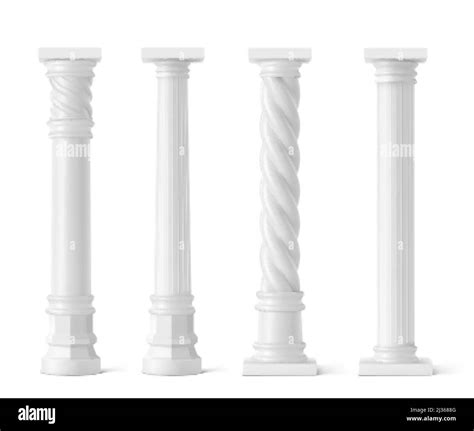 Antique Pillars Isolated On White Background Ancient Classic Stone