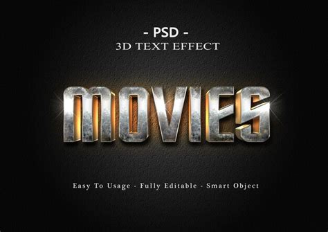 Premium Psd Movies 3d Text Style Effect Mockup