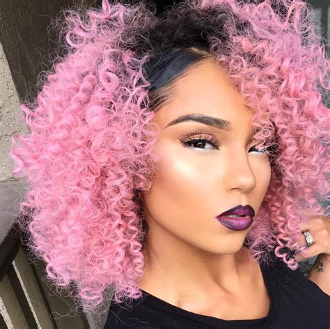 Remember, black hair needs bleaching to achieve lighter colors. Edgy Pink Curls @therealarianamarie - http://community ...
