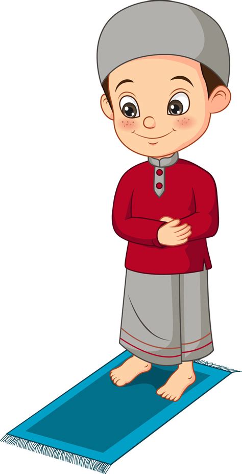 Cartoon Muslim Boy Praying On Mat 5112480 Vector Art At Vecteezy