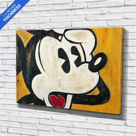 Mickey Mouse Vintage Canvas Wall Art Print Etsy