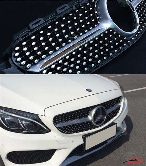 2015 Abs W205 C450 Amg Diamond Silver Mesh Grill Grille For Mercedes