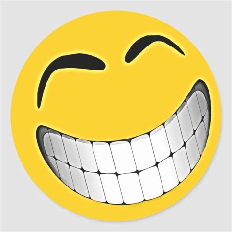 Yellow Big Grin Face Classic Round Sticker Zazzle Funny Emoji Faces