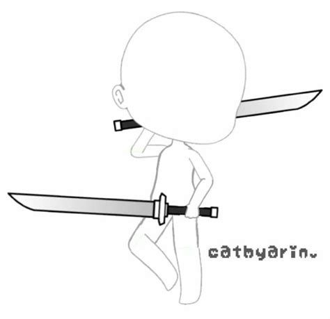 a drawing of a cartoon character holding two knives in one hand and the word cathayrin on the other