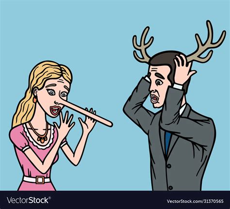 Cheating Wife And Cuckold Husband Royalty Free Vector Image