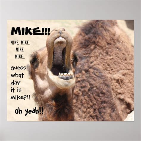 Funny Camel Hump Day Guess What Day It Is Mike Poster Zazzle Com Au