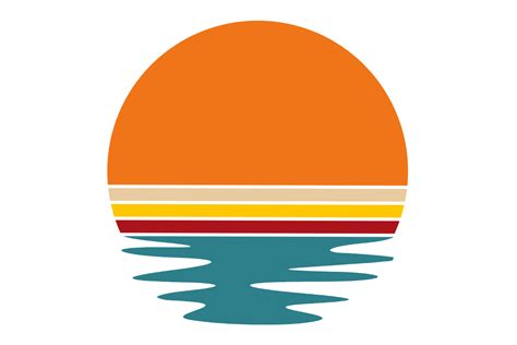 Circle Retro Summer Vintage Sunset Waves Graphic By Sunandmoon Creative Fabrica
