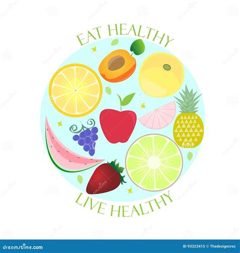 Healthy Lifestyle Poster Eat Live Healthy Stock Vector Illustration