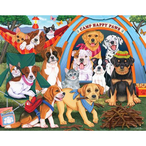 Camp Happy Paws 200 Large Piece Jigsaw Puzzle Bits And Pieces