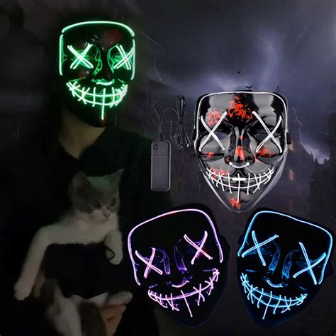 Halloween Mask Led Maske Light Up Party Masks Neon Maska Cosplay