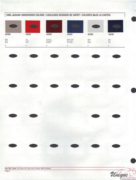 Jaguar Paint Chart Color Reference Paint Charts Painting Color
