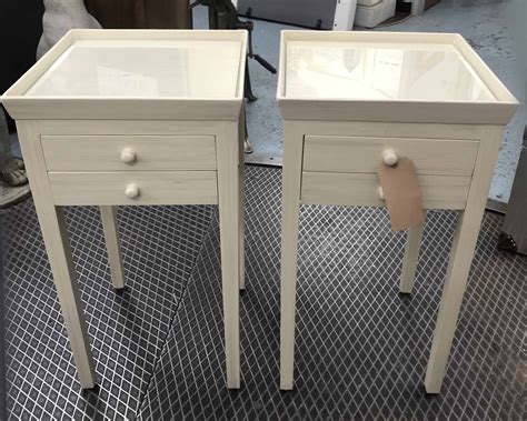 Oka Gustavian Bedside Tables A Pair In A Cream Painted Finish Each