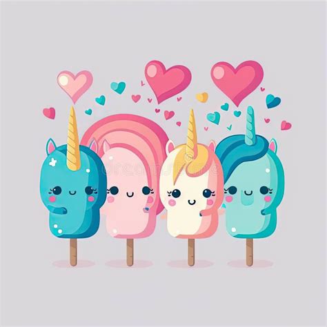 Ice Cream Unicorns Stock Illustration Illustration Of Valentine