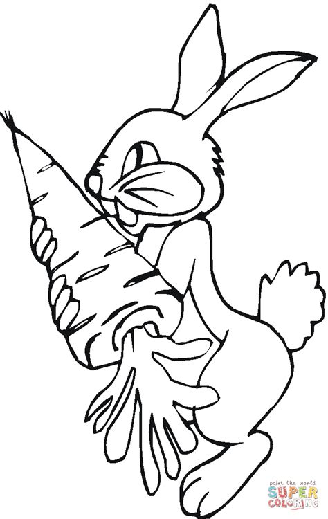 768x904 rabbit eating carrot coloring pages. Rabbit Holds Carrot Coloring Online | Super Coloring